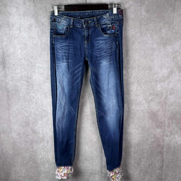 Desigual Denim - Desigual We love denim Women’s denim joggers embroidered distressed low rise 28